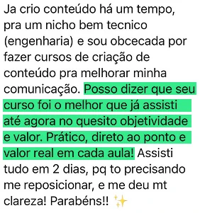 Depoimento de aluno no WhatsApp 1