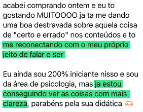 Depoimento de aluno no WhatsApp 2